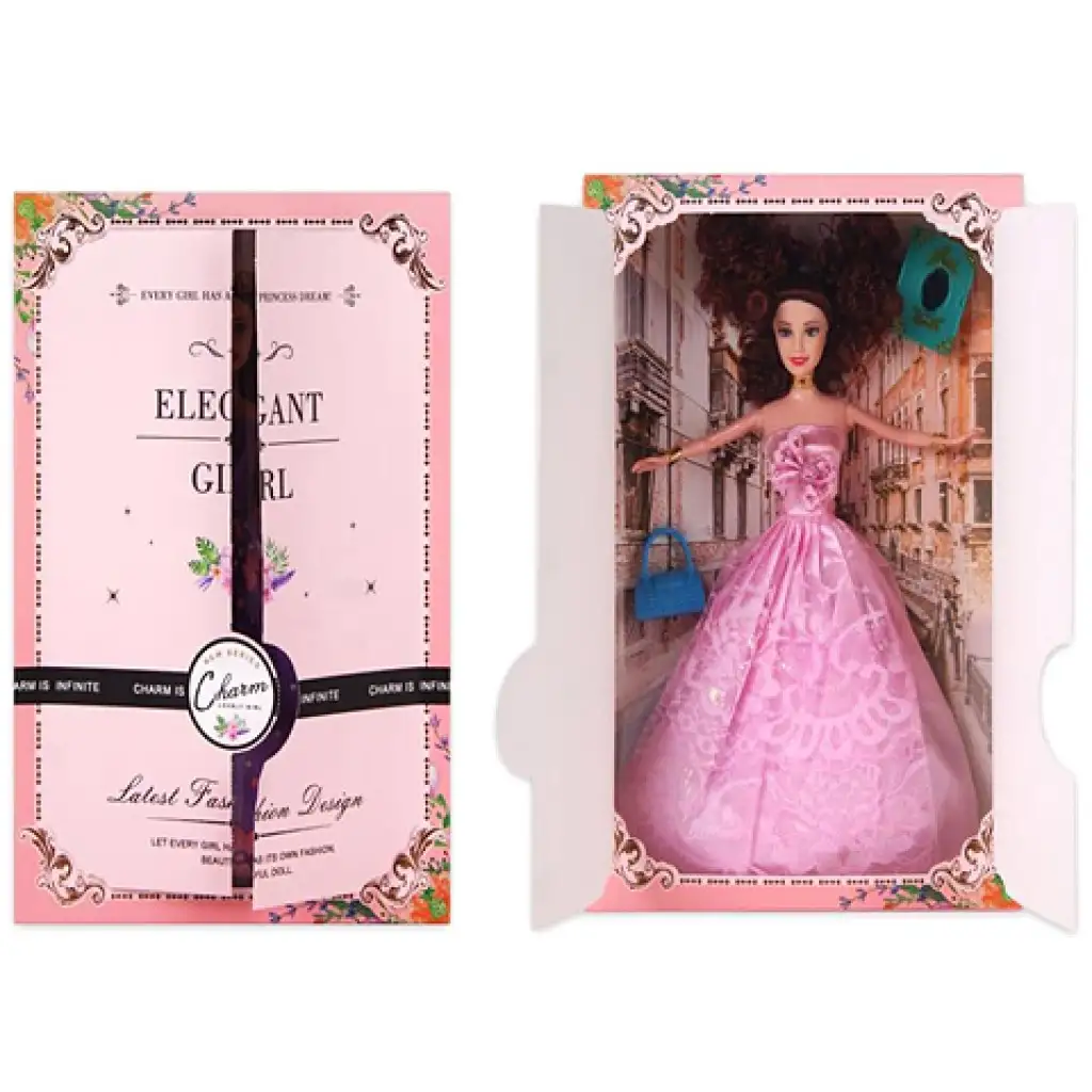 Elegante Modepuppe mit Zubehör in rosa Kleid 30cm Bild 1