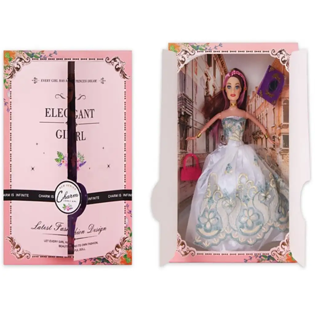 Elegante Modepuppe mit Zubehör in weißem Kleid 30cm Bild 1