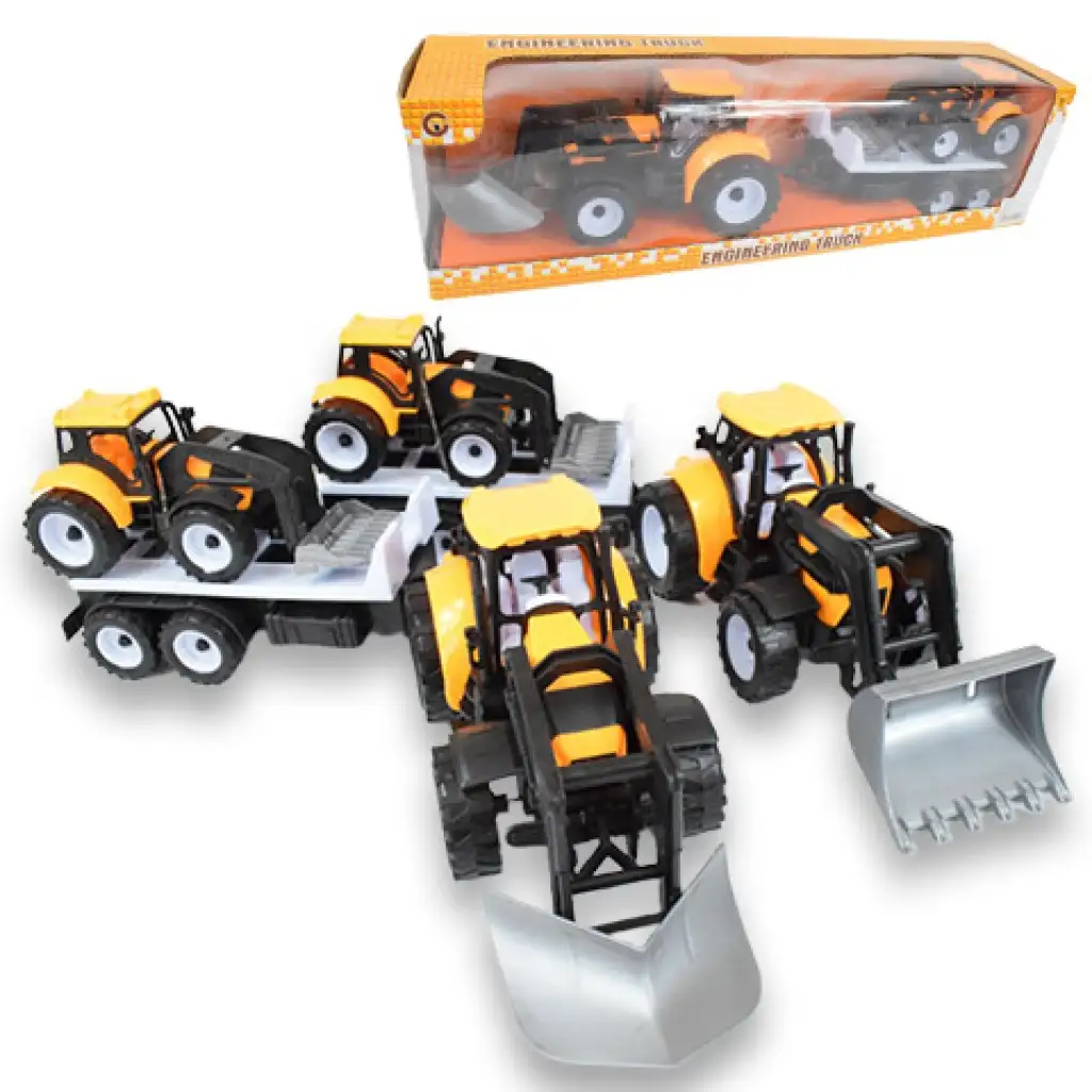 Engineering Truck: 2-teiliges Traktor-Set mit Anhänger und Arbeitsmaschine 46cm Bild 1