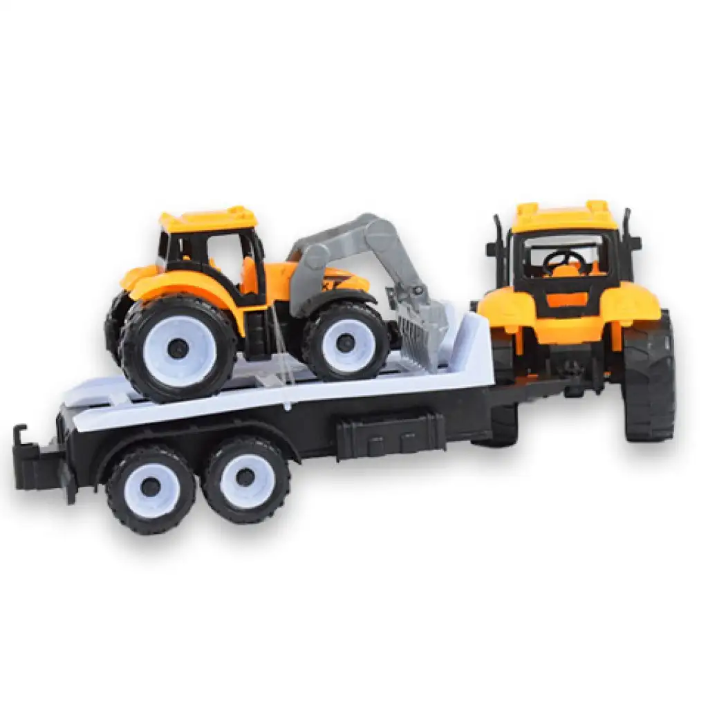 Engineering Truck: Zweiteiliges Arbeitsmaschinenset mit Holztransporter und Traktor mit Anhänger Bild 3