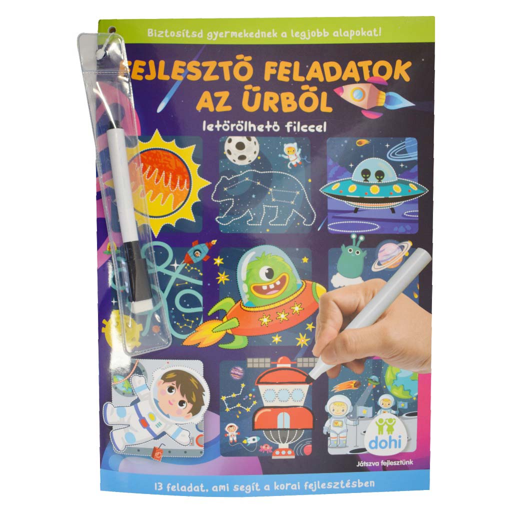 Entwicklungsaufgaben aus dem Weltraum mit 13 Aufgaben und abwischbarem Filzstift - D-Toys Bild 1
