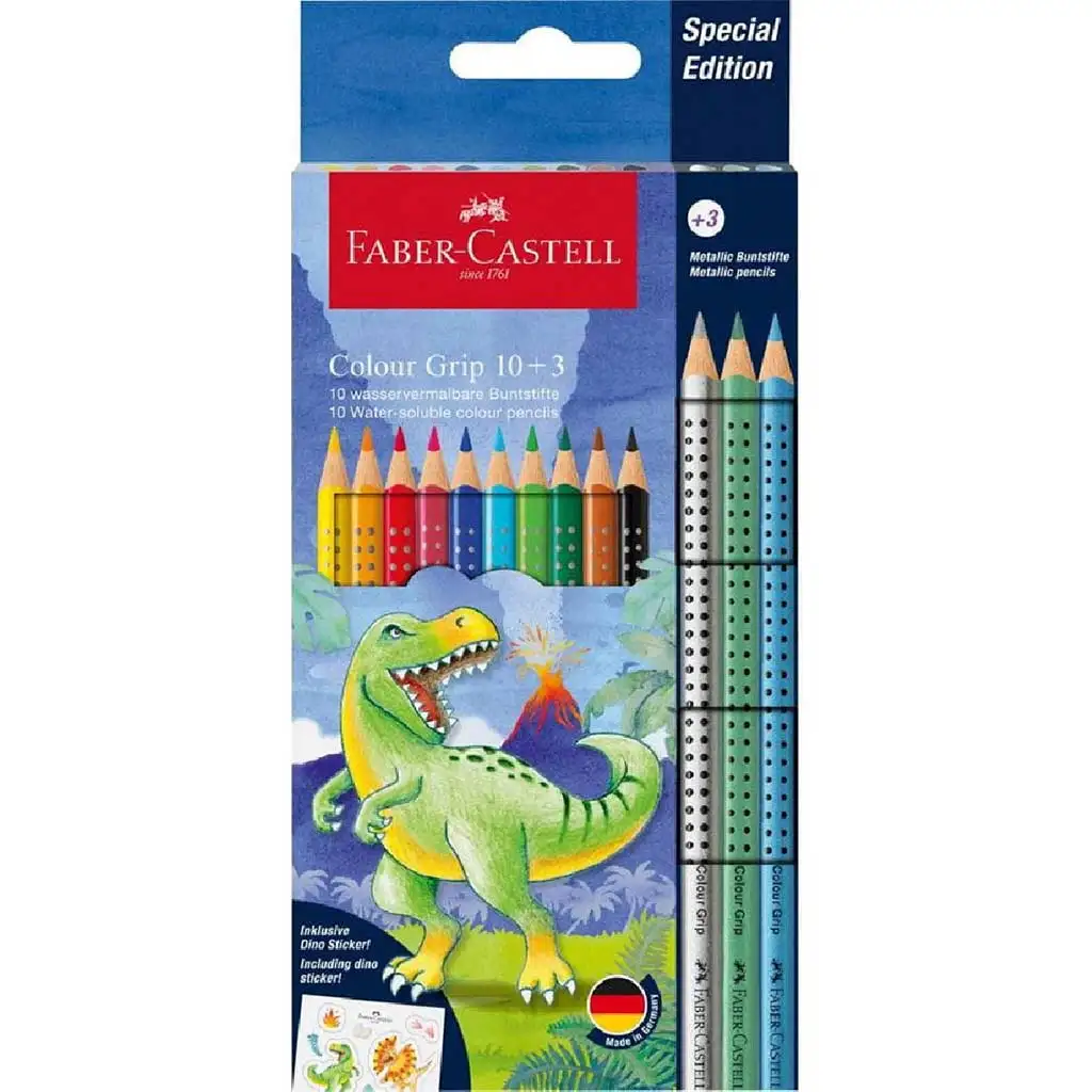 Faber-Castell: Dinosaurier Grip Farbstift Set 10+3 Stück Paket Bild 1