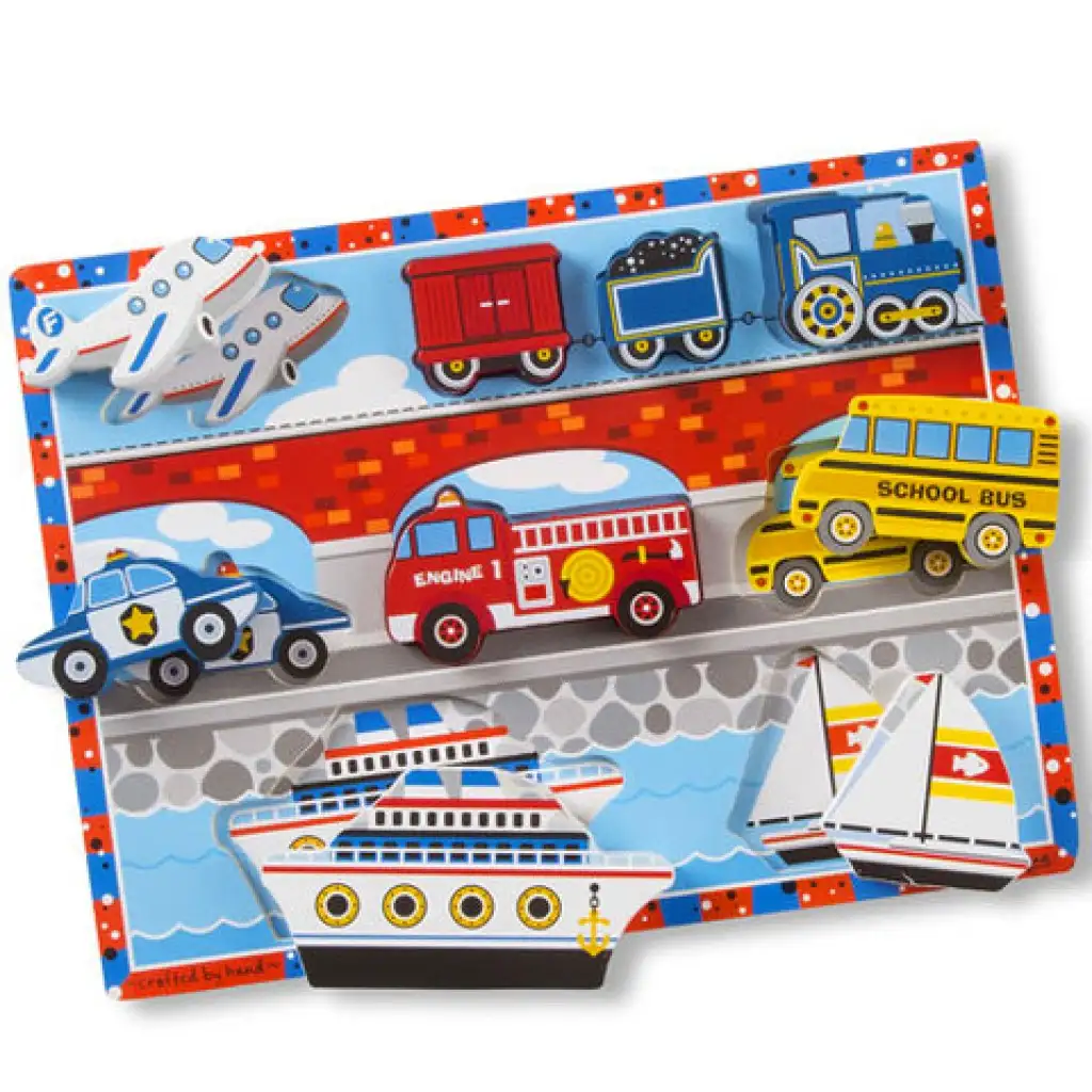 Fahrzeug dickes Holz Formpuzzle 9 Teile - Melissa & Doug Bild 1