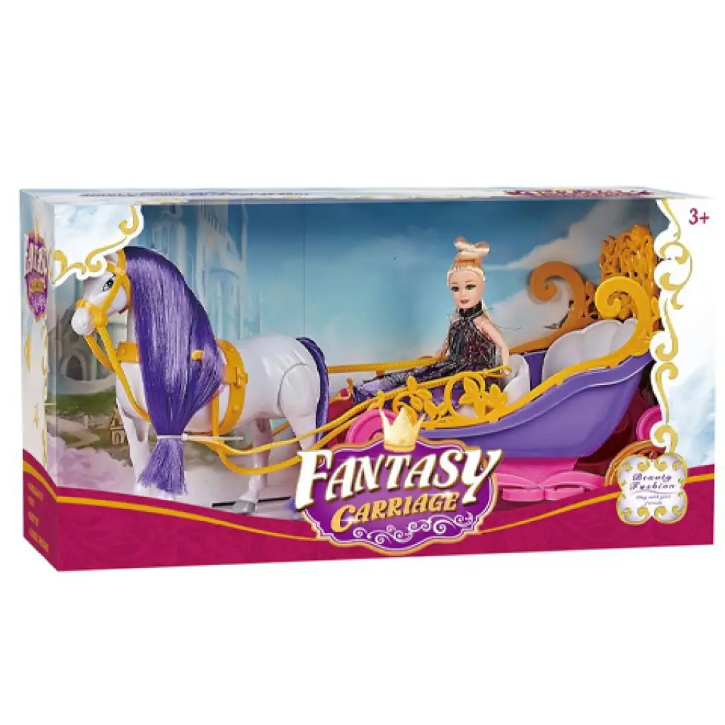 Fantasy Carriage Märchenhafte offene Kutsche mit Pferd und Puppe Bild 1