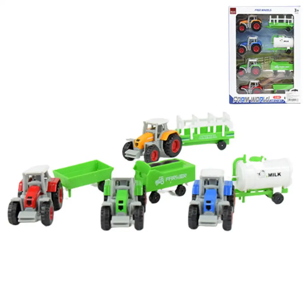 Farm World: 4-teiliges landwirtschaftliches Traktor-Set mit Anhänger 1/64 Bild 1