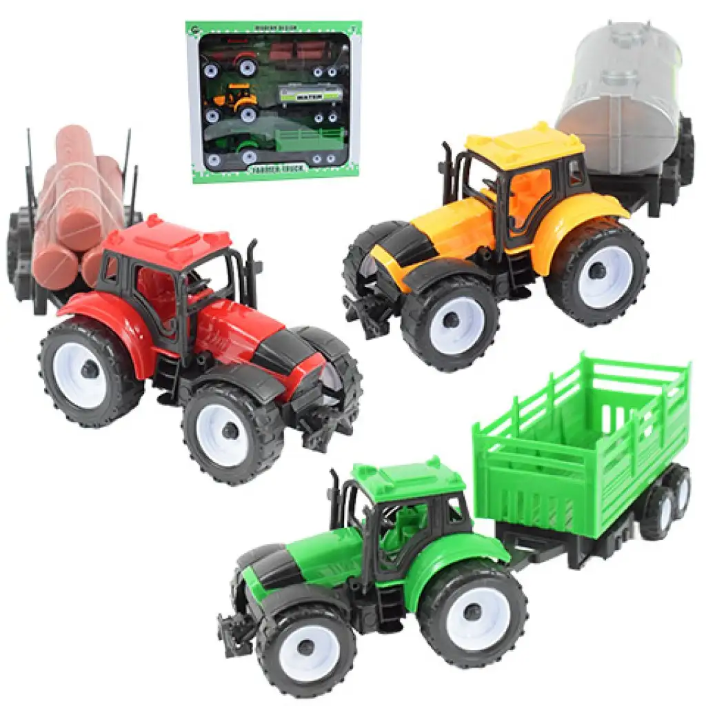 Farmer Truck: Bauernhof-Traktoren mit Anhänger 3er-Set 28cm Bild 1