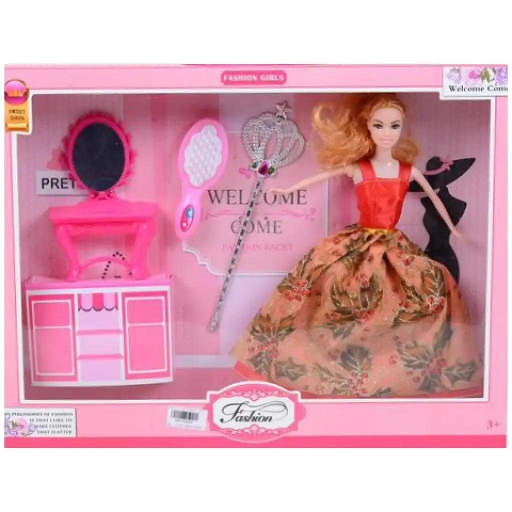 Fashion Girl: Modepuppe-Set mit Schminktisch und Kamm, 30 cm Bild 1