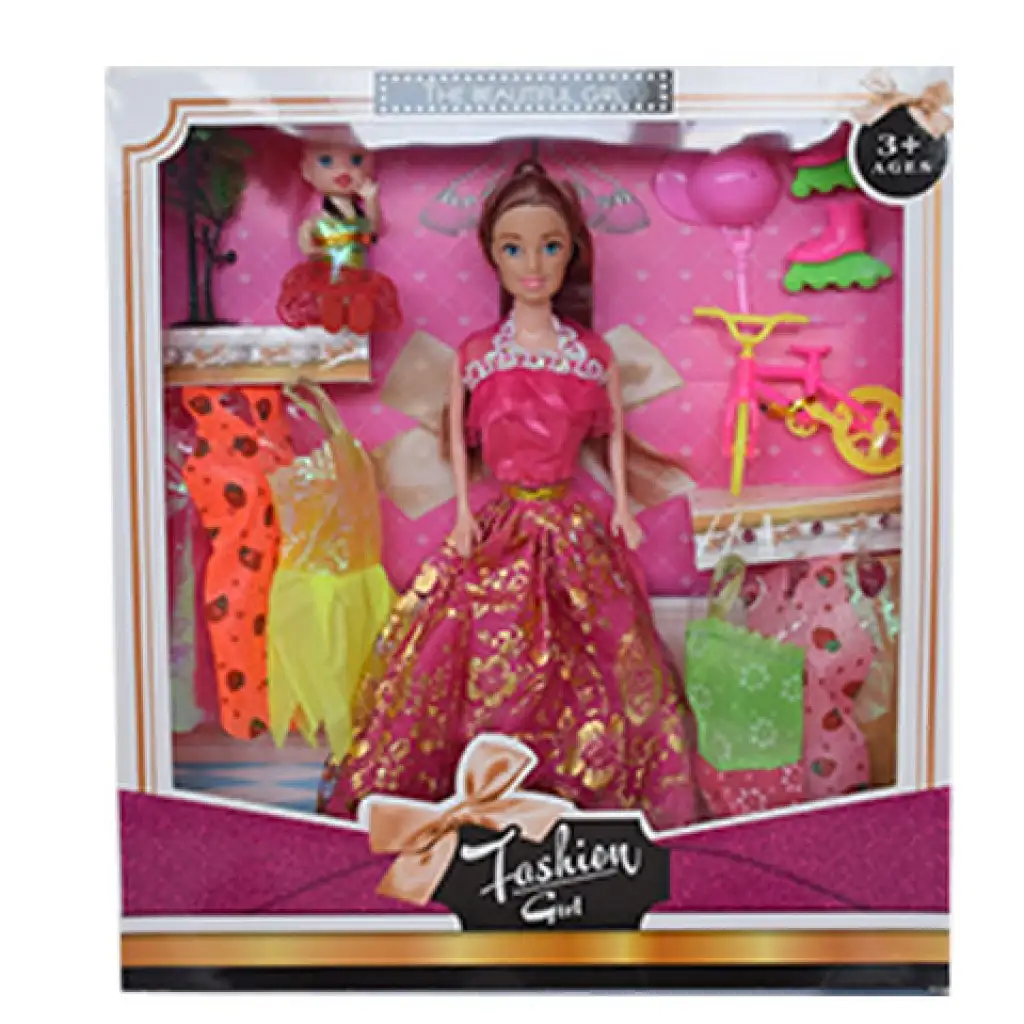 Fashion Girl: Puppen- und Kinderset mit Fahrrad und Zubehör, 28 cm Bild 2