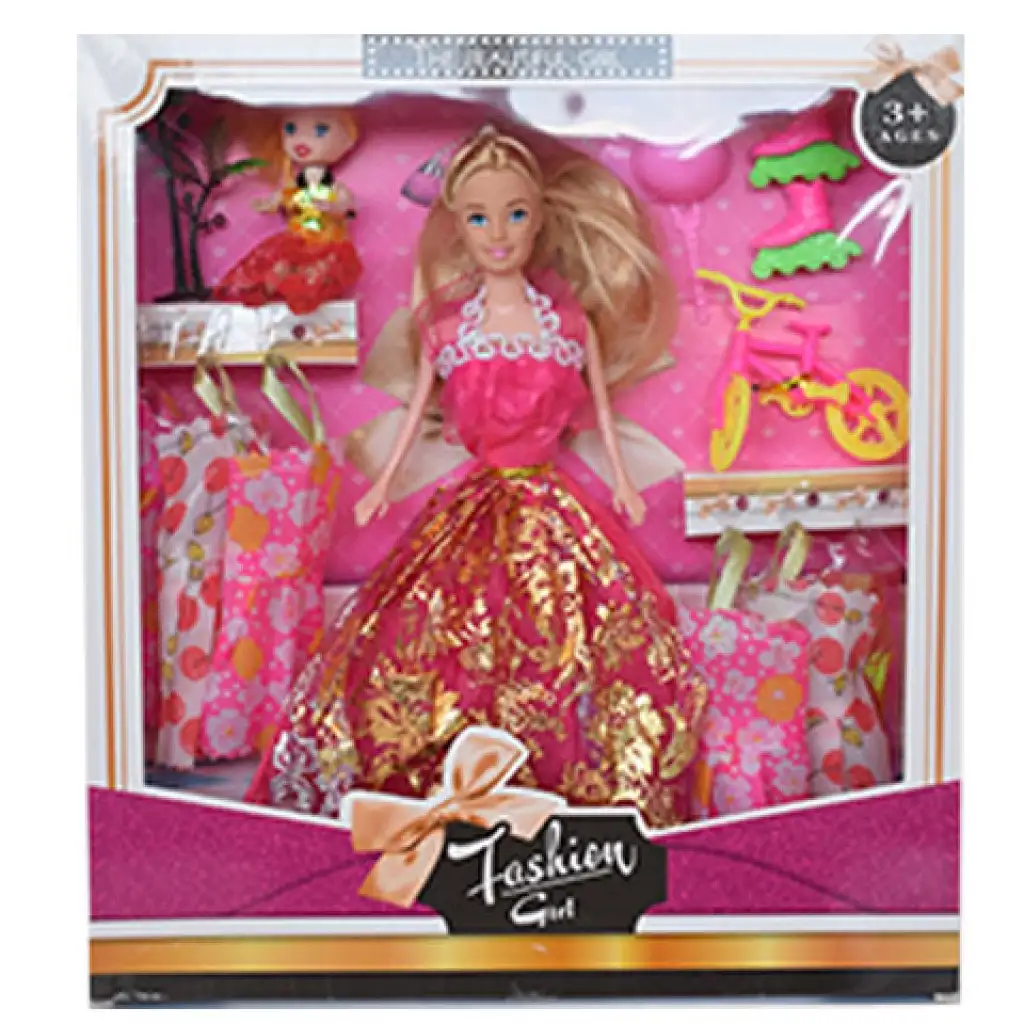 Fashion Girl: Puppen- und Kinderset mit Fahrrad und Zubehör, 28 cm Bild 3