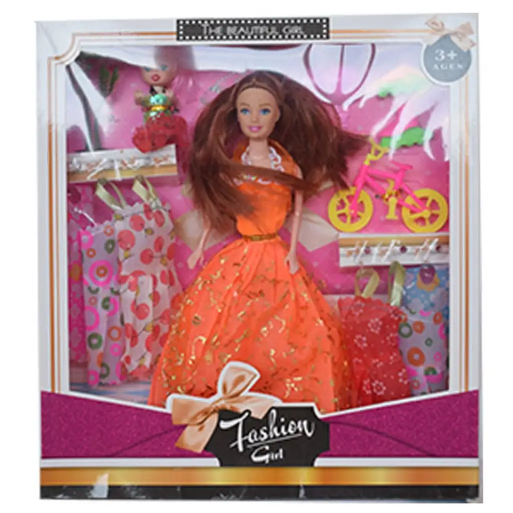 Fashion Girl: Puppen- und Kinderset mit Fahrrad und Zubehör, 28 cm Bild 5