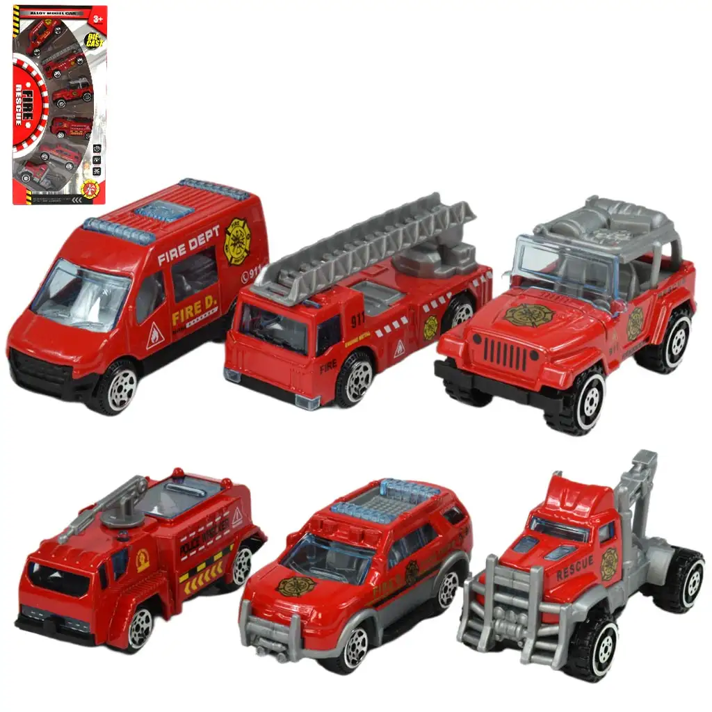 Feuerwehr: 6-teiliges Feuerwehr-Auto-Set 1/64 Bild 1