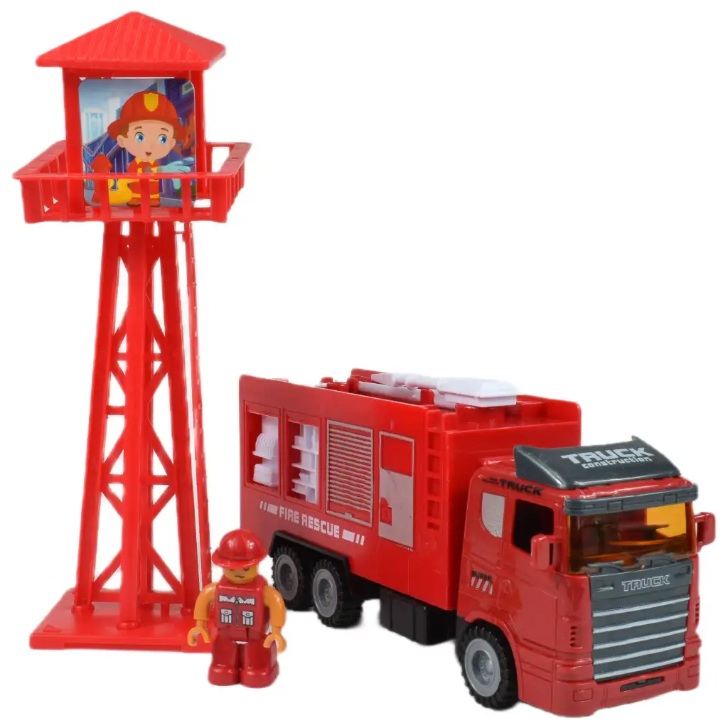 Feuerwehr: Feuerwachen-Set mit Wachturm, Auto und Zubehör. Bild 2