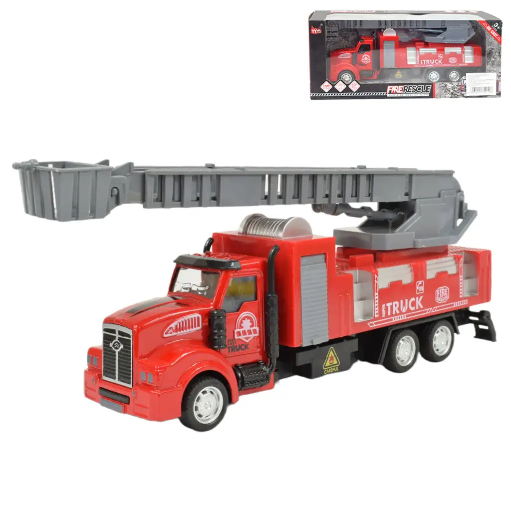 Fire Rescue: Feuerwehrleiterwagen mit Schwungrad 22cm Bild 1