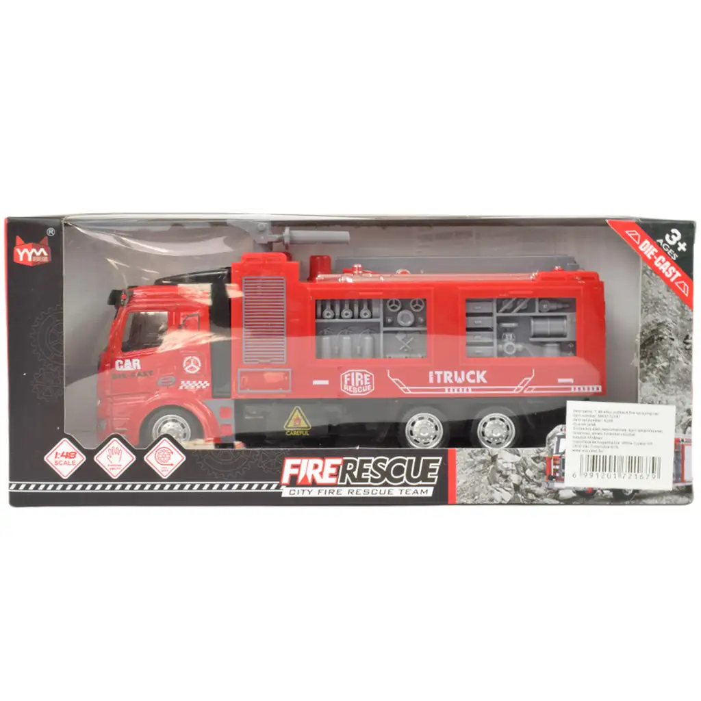 Fire Rescue: Feuerwehrwagen mit Schwungrad und Wasserkanone 19cm Bild 5