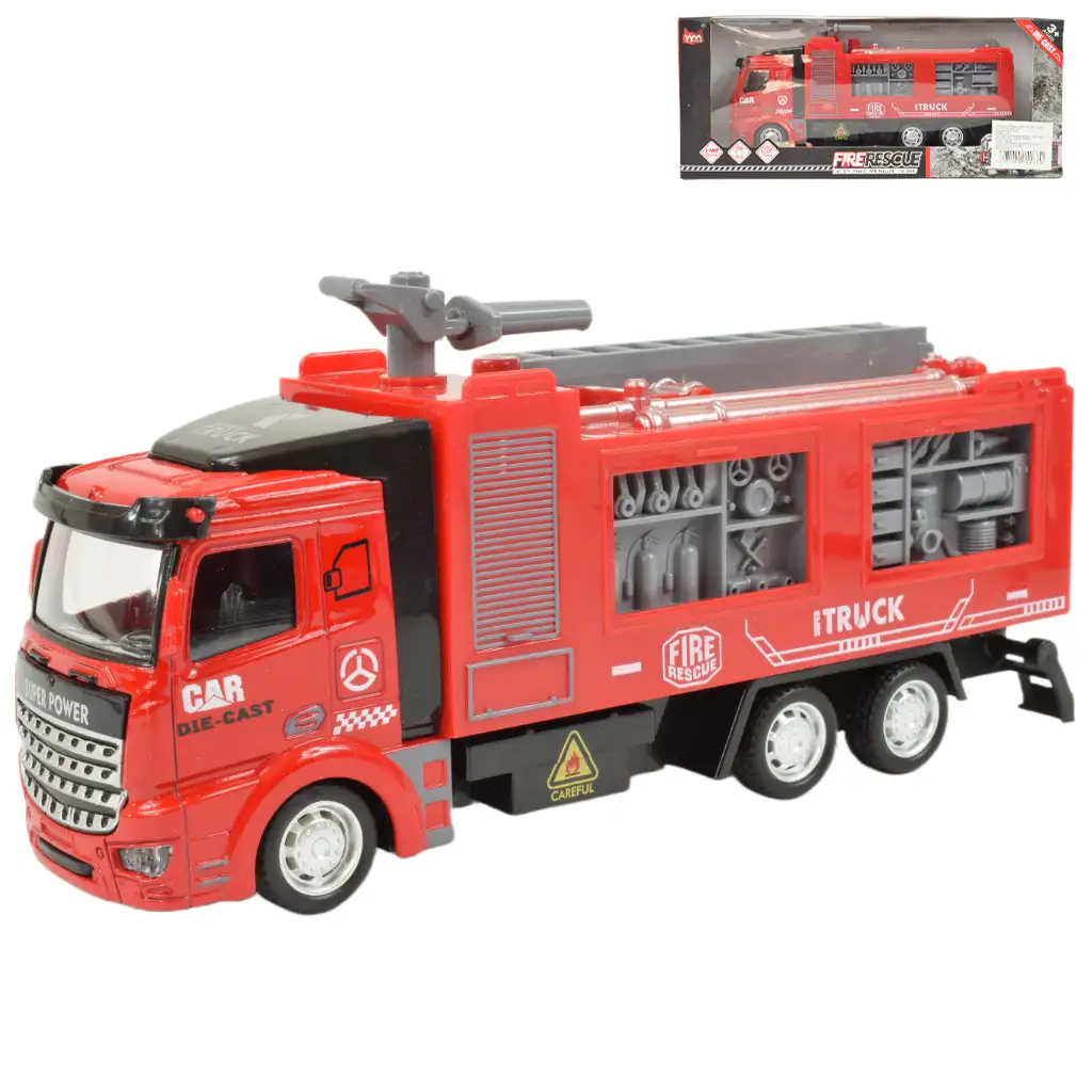 Fire Rescue: Feuerwehrwagen mit Schwungrad und Wasserkanone 19cm Bild 1