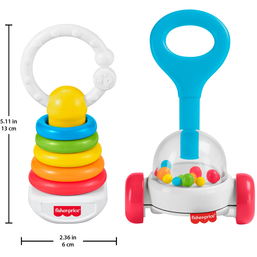 Fisher-Price: 2-teiliges farbenfrohes Rasselset für Babys - Mattel Bild 3