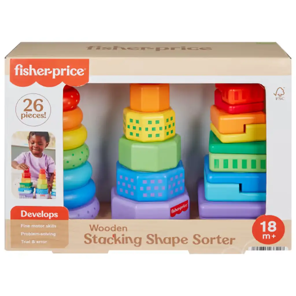 Fisher-Price Bunte Formensortierer und Stapelpyramide Spielset - Mattel Bild 1