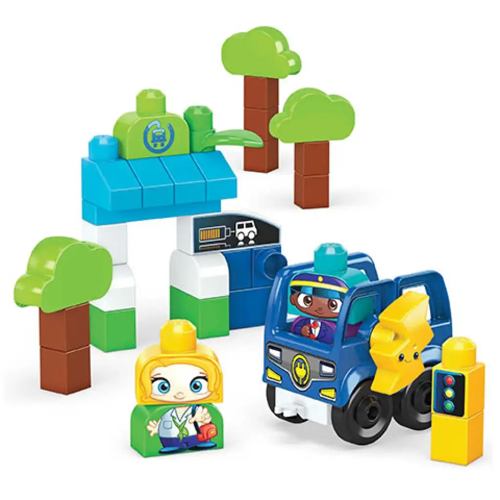 Fisher-Price: Green Town Bushaltestelle mit Ladestation Bauspiel - Mega Bloks Bild 2