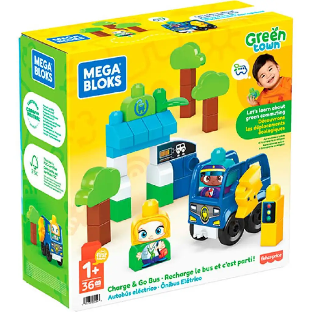 Fisher-Price: Green Town Bushaltestelle mit Ladestation Bauspiel - Mega Bloks Bild 1