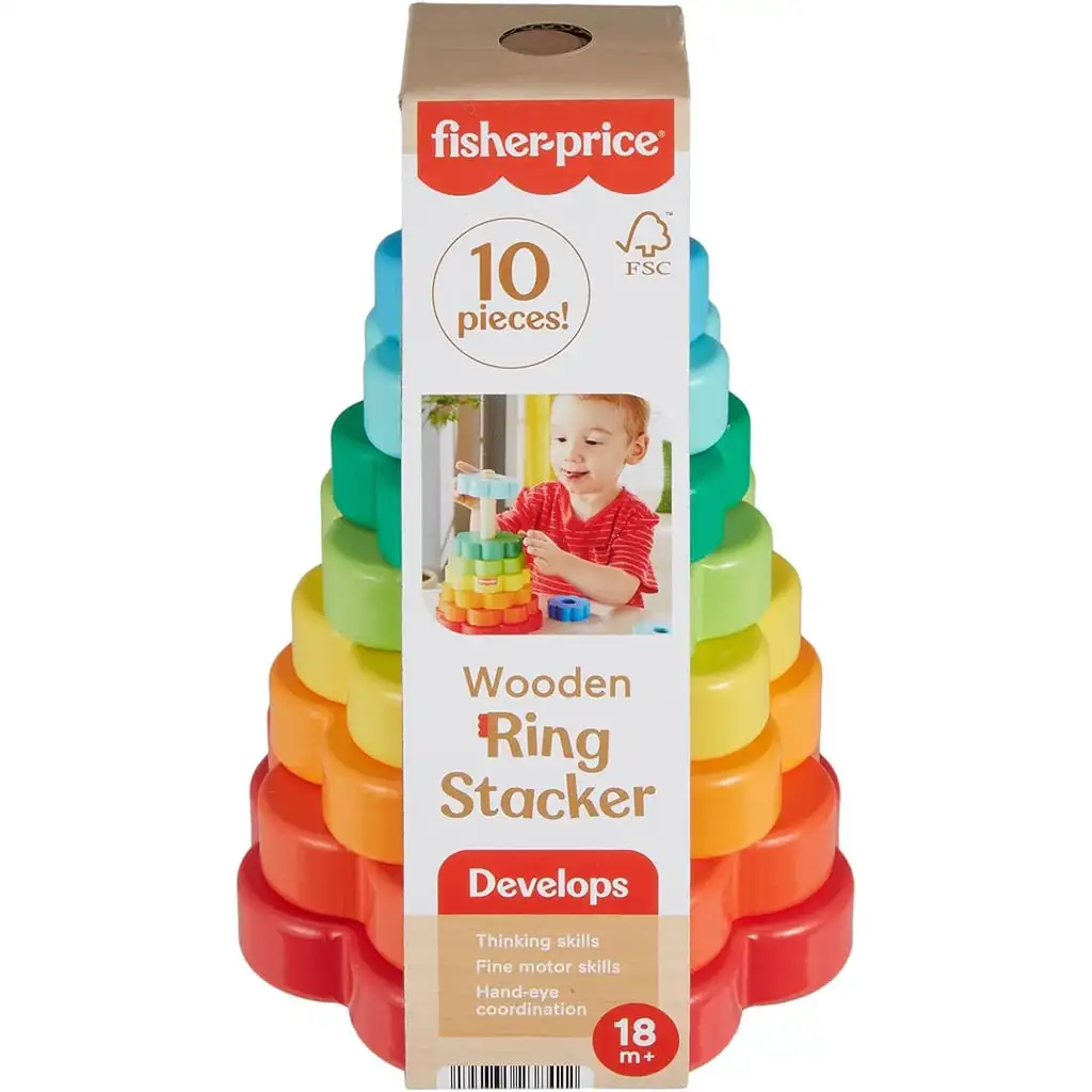 Fisher-Price: Holzringpyramide Entwicklungs-Spielzeug - Mattel Bild 1