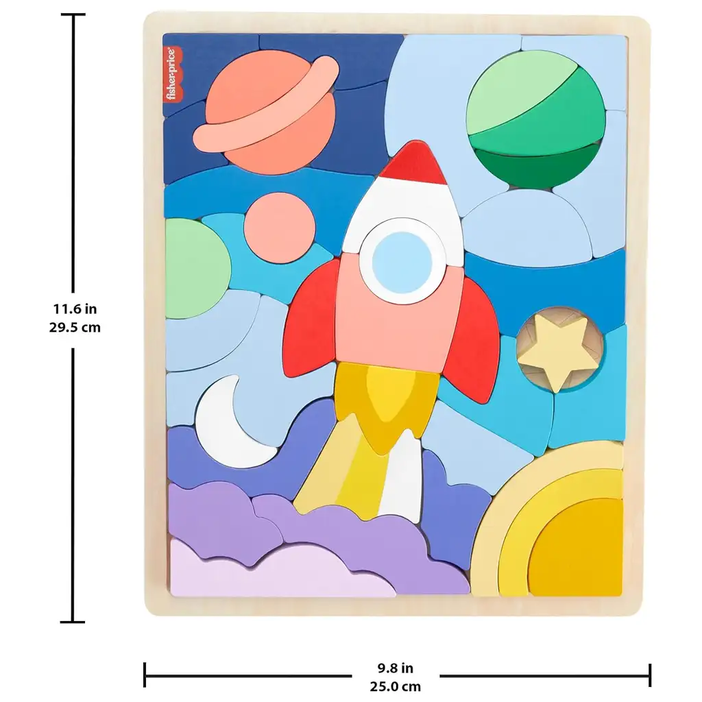 Fisher Price: Wood Holz Astronautenpuzzle - Mattel Bild 2