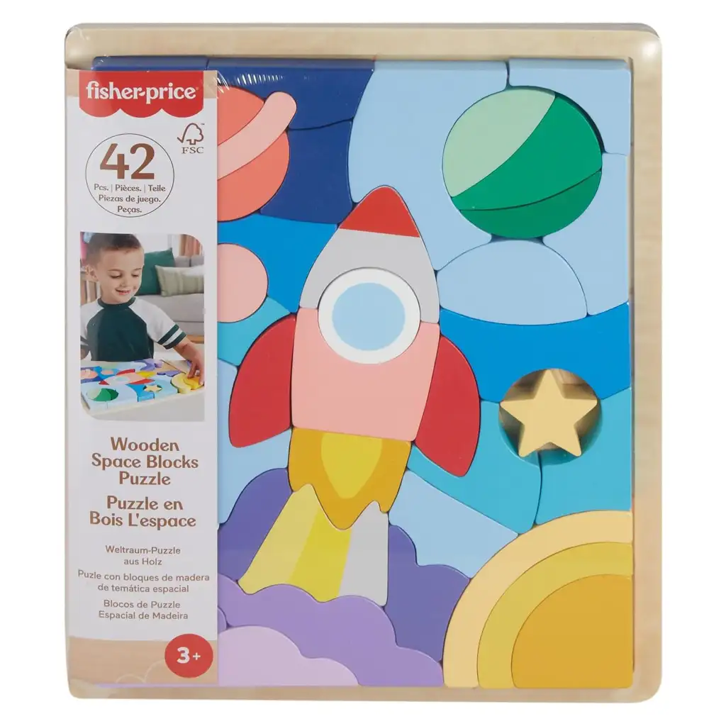 Fisher Price: Wood Holz Astronautenpuzzle - Mattel Bild 1