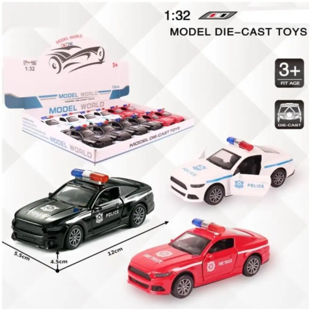 Ford Mustang Polizeiauto Modellauto mit Rückzugmechanismus in verschiedenen Ausführungen 1/32 Bild 1