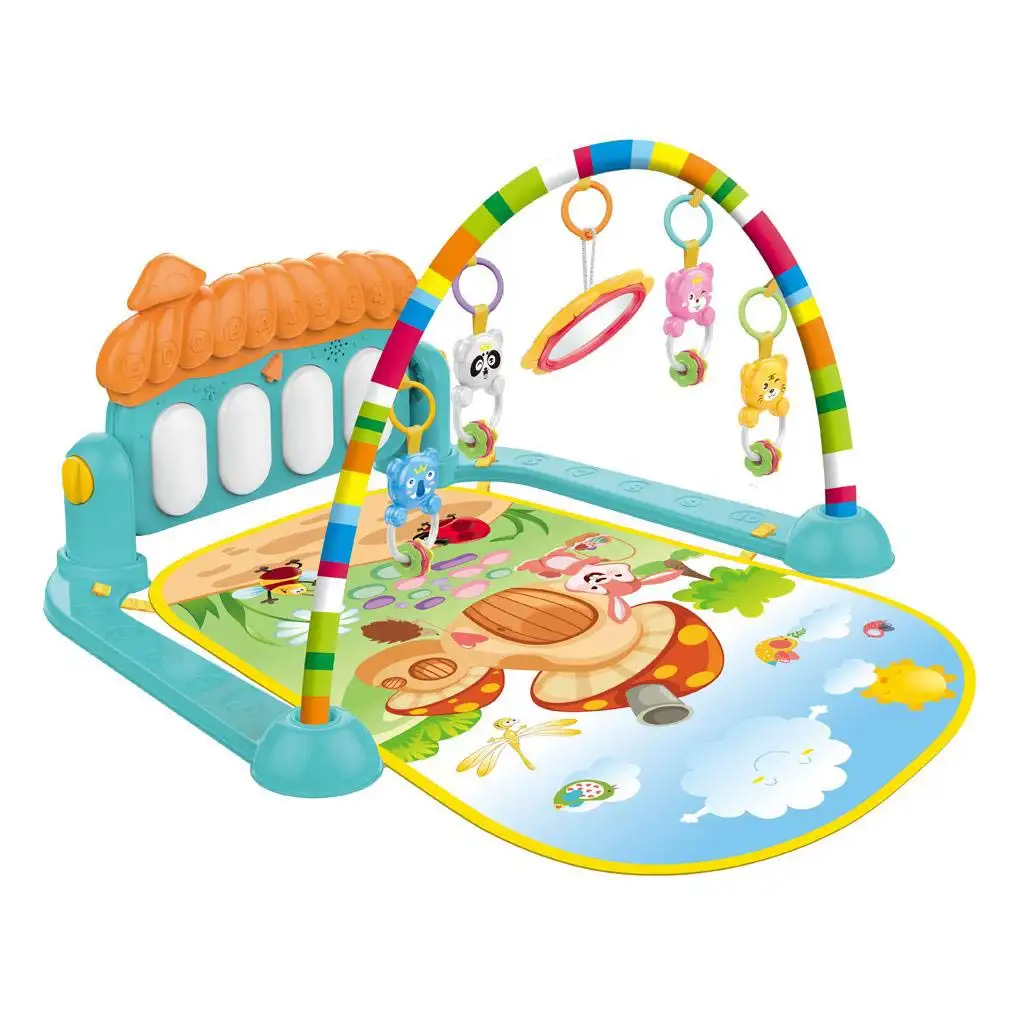 Fröhliche Spielmatte mit Tier-Rasseln für Babys Bild 2