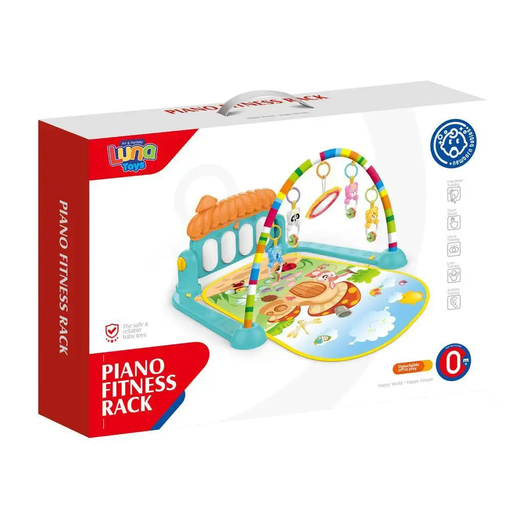 Fröhliche Spielmatte mit Tier-Rasseln für Babys Bild 1