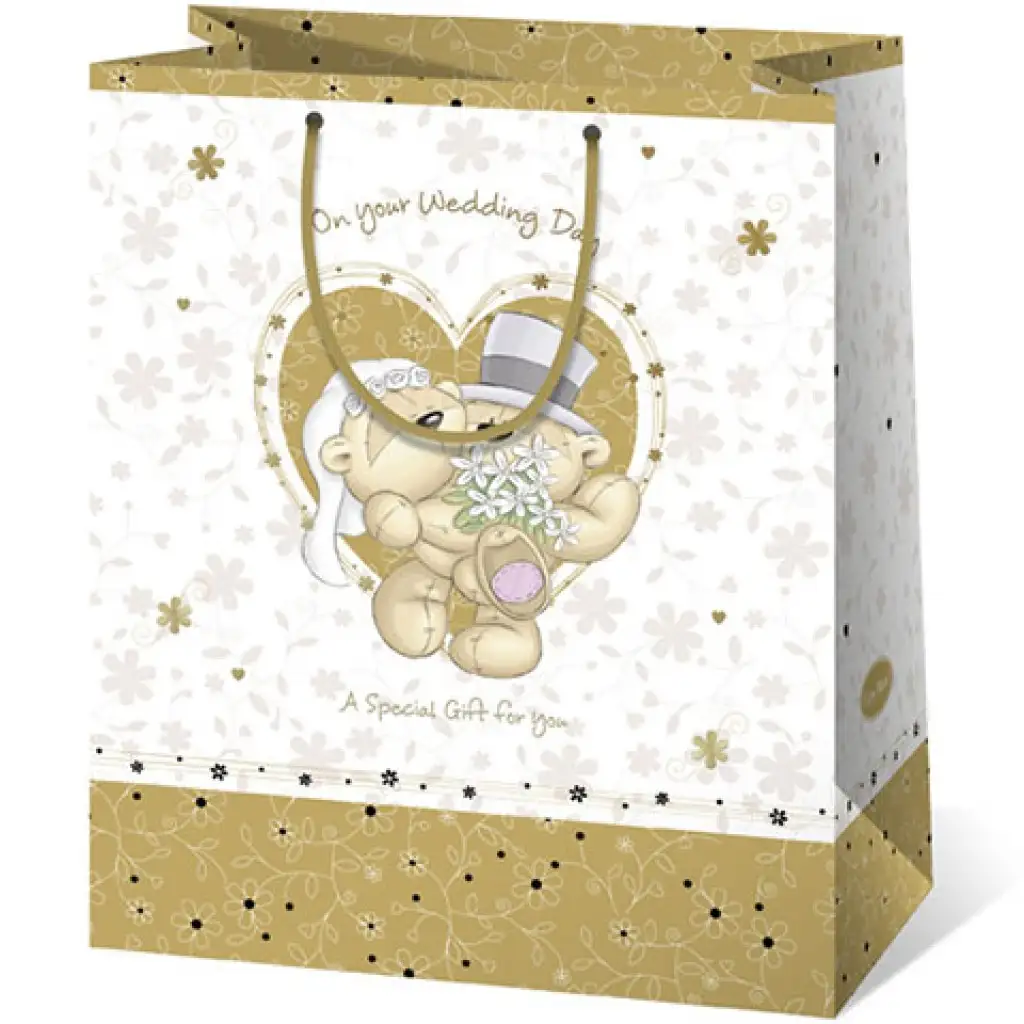 Geschenktasche im Gigantformat mit Bärenhochzeitsmuster 40x56x20cm Bild 1