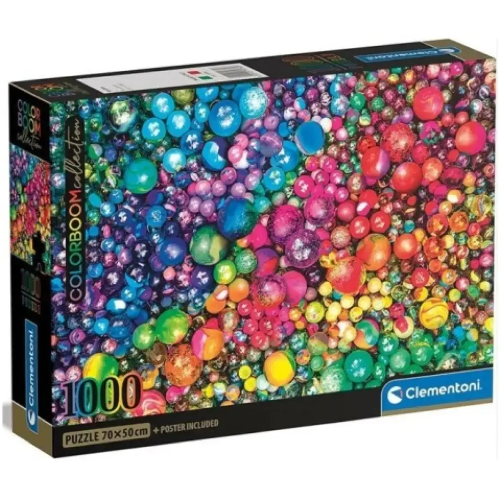 Glasmurmeln ColorBoom Collection 1000-teiliges Puzzle mit Poster - Clementoni Bild 1
