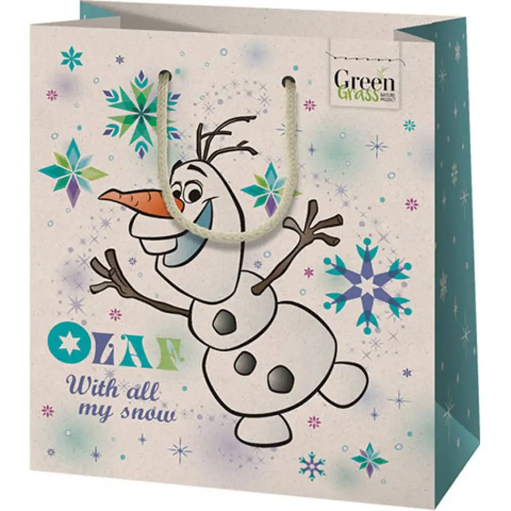 Green Grass Eiskönigin Olaf Weihnachtsmittelgroße Premium-Geschenktasche 18x10x23cm Bild 1