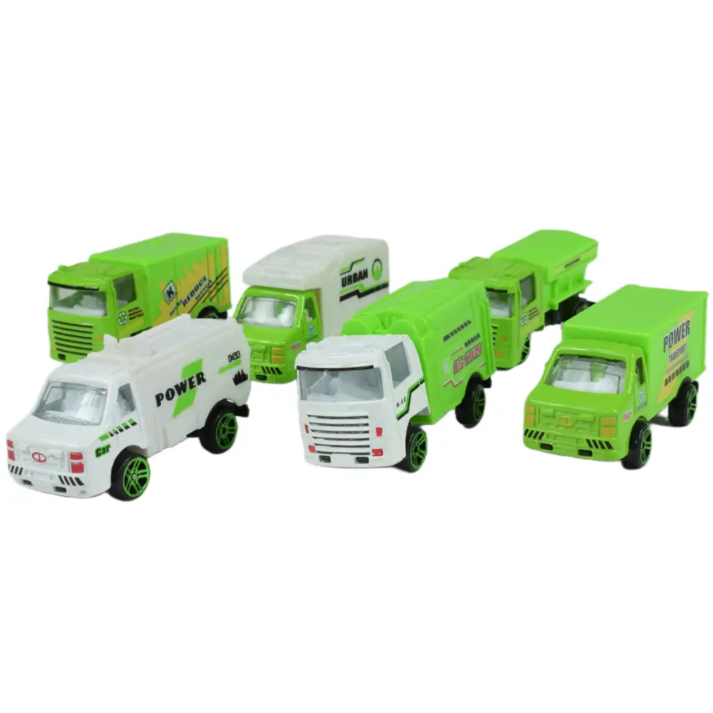 Greening Car: Müllabfuhr-LKWs 6er-Set Bild 8