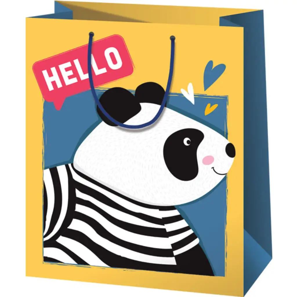 Große Geschenktasche mit Hello Panda-Muster 33x26,7x13,7cm Bild 1
