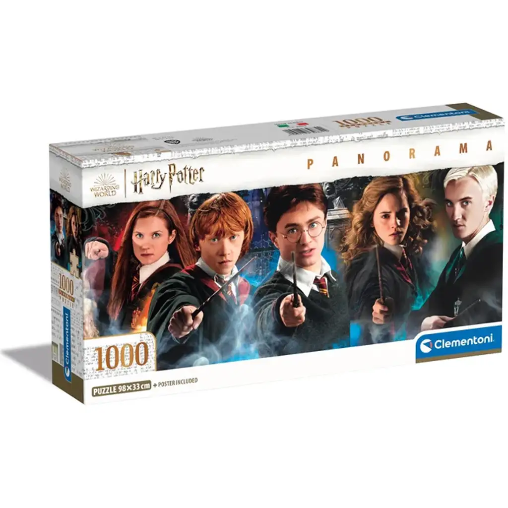 Harry Potter - Die Erben von Hogwarts 1000-teilige Panorama-Puzzle mit Poster - Clementoni Bild 1