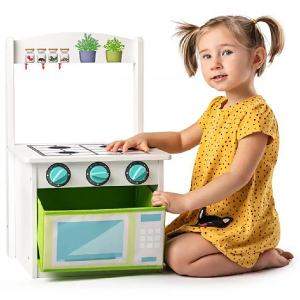 Holzspielzeugküche und Kinderstuhl 2 in 1 - Woodyland Bild 2