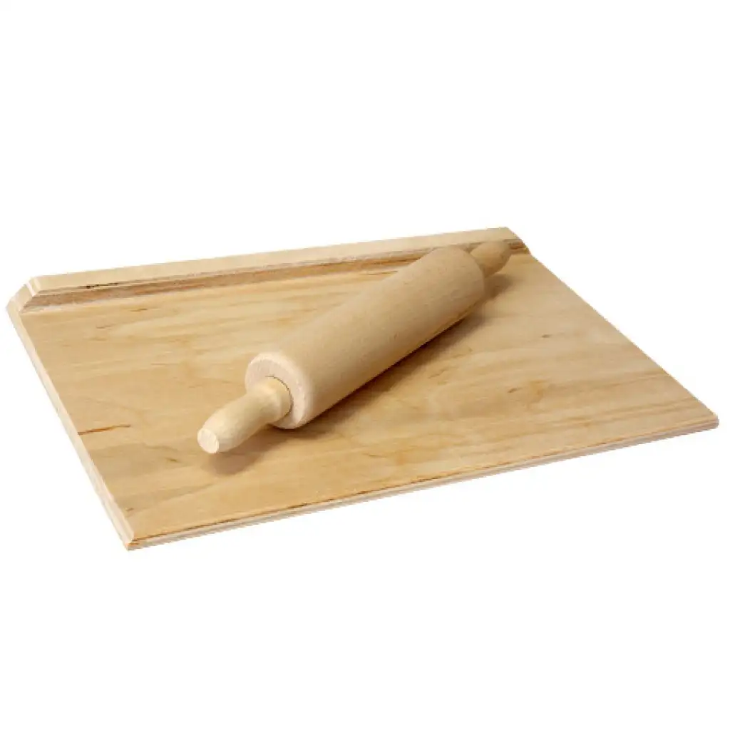 Holztisch zum Kneten mit Nudelholz Bild 1