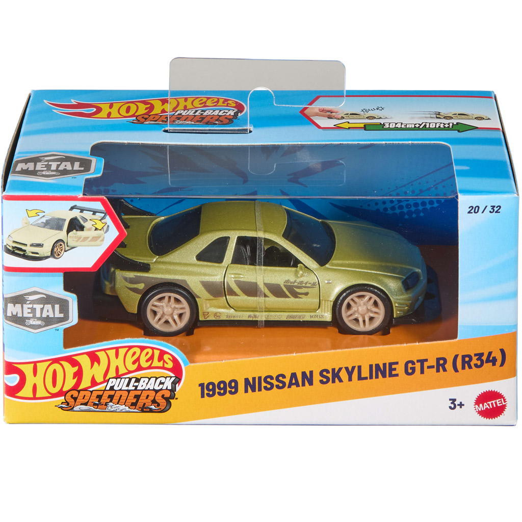 Hot Wheels: 1999 Nissan Skyline GT-R (R34) Aufziehspielzeugauto 1/43 - Mattel Bild 1