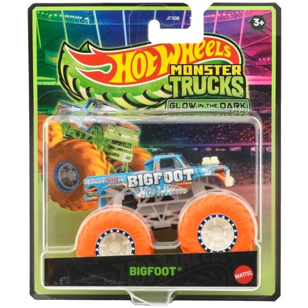 Hot Wheels Monster Trucks Bigfoot im Dunkeln leuchtendes Spielzeugauto 1/64 - Mattel Bild 1