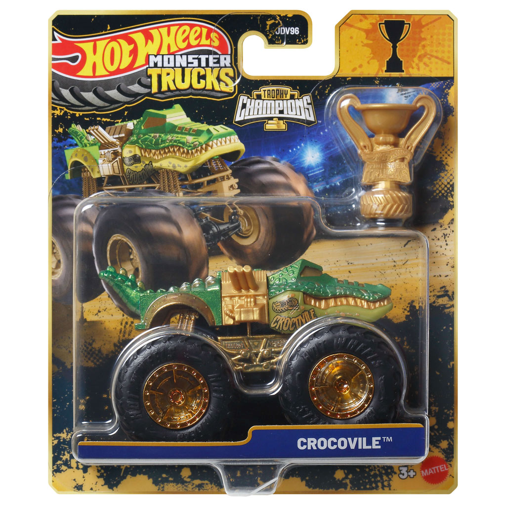 Hot Wheels Monster Trucks: Crocovile Meister Monsterauto mit Pokal 1/64 - Mattel Bild 1