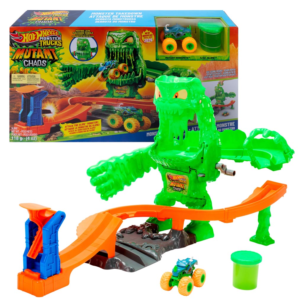 Hot Wheels Monster Trucks Slimeschreck Chaos Rennstrecke - Mattel Bild 1