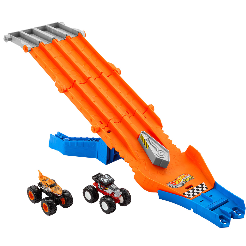 Hot Wheels Monster Trucks: Verfolgungsbahnset mit 2 kleinen Autos - Mattel Bild 2