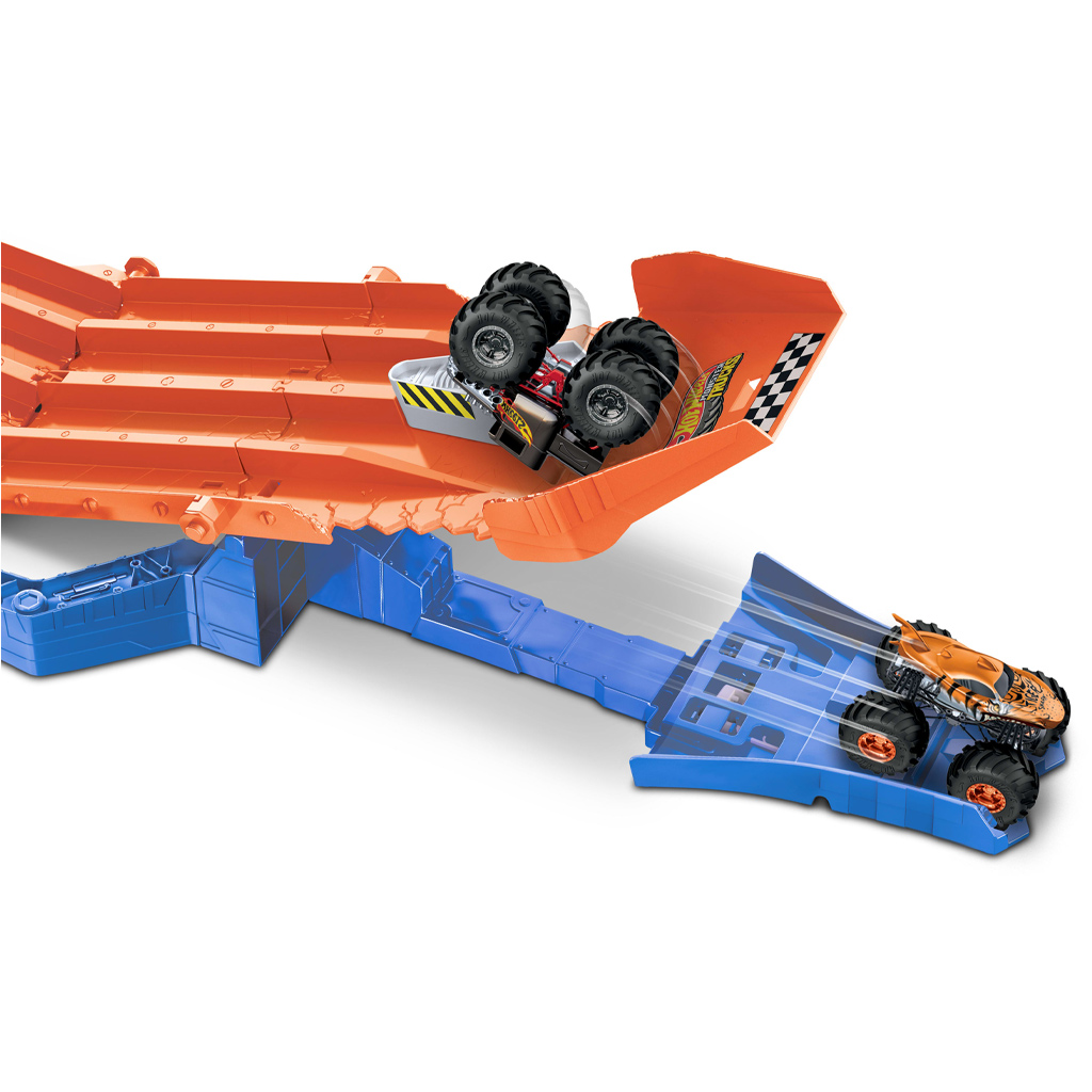 Hot Wheels Monster Trucks: Verfolgungsbahnset mit 2 kleinen Autos - Mattel Bild 3
