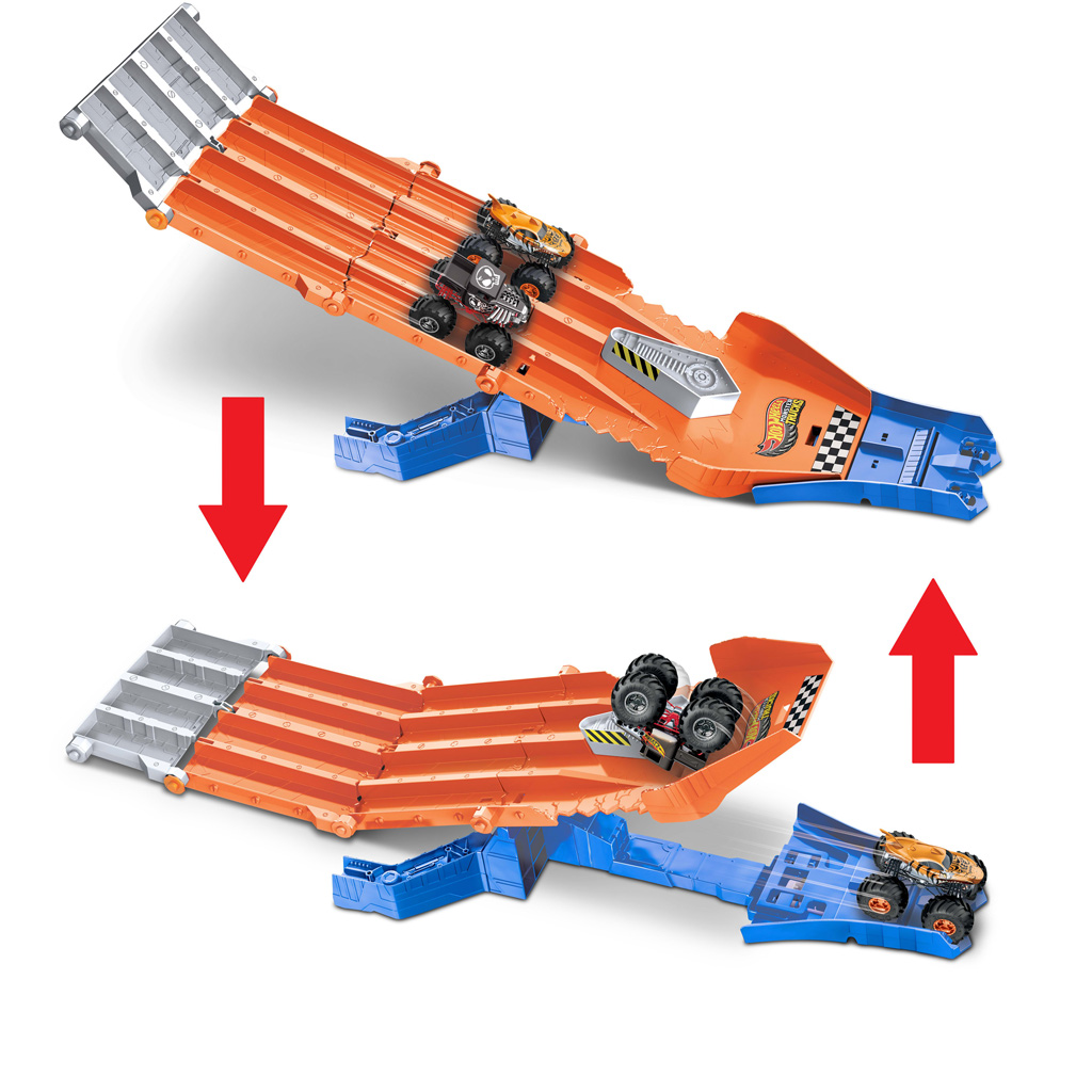 Hot Wheels Monster Trucks: Verfolgungsbahnset mit 2 kleinen Autos - Mattel Bild 4