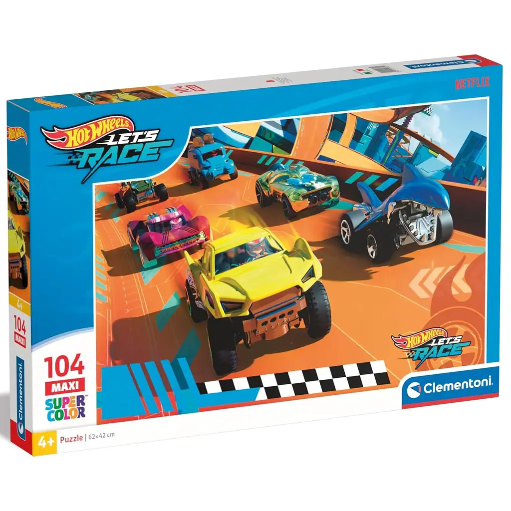 Hot Wheels Rennen bereit 104-teiliges Maxi Supercolor Puzzle - Clementoni Bild 1