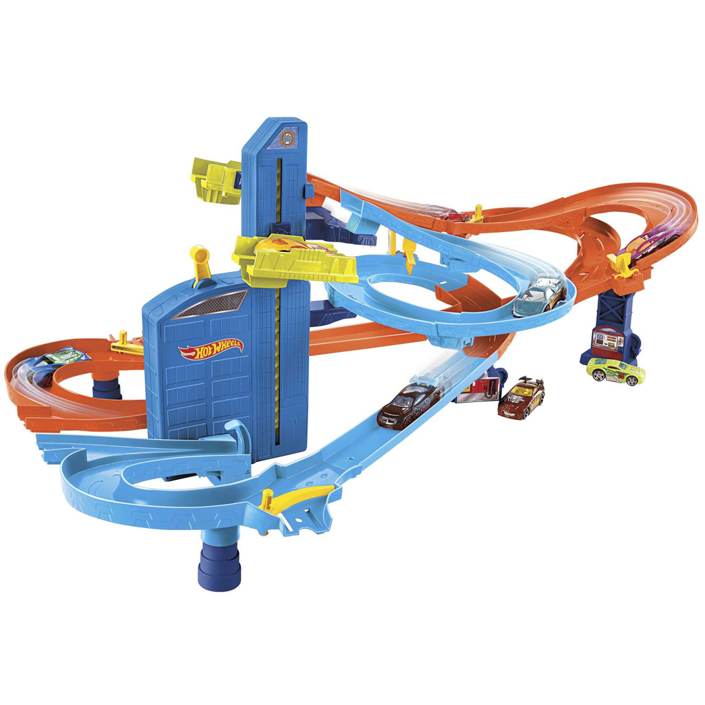 Hot Wheels: Super Spiral Rennbahnset mit 5 kleinen Autos - Mattel Bild 2