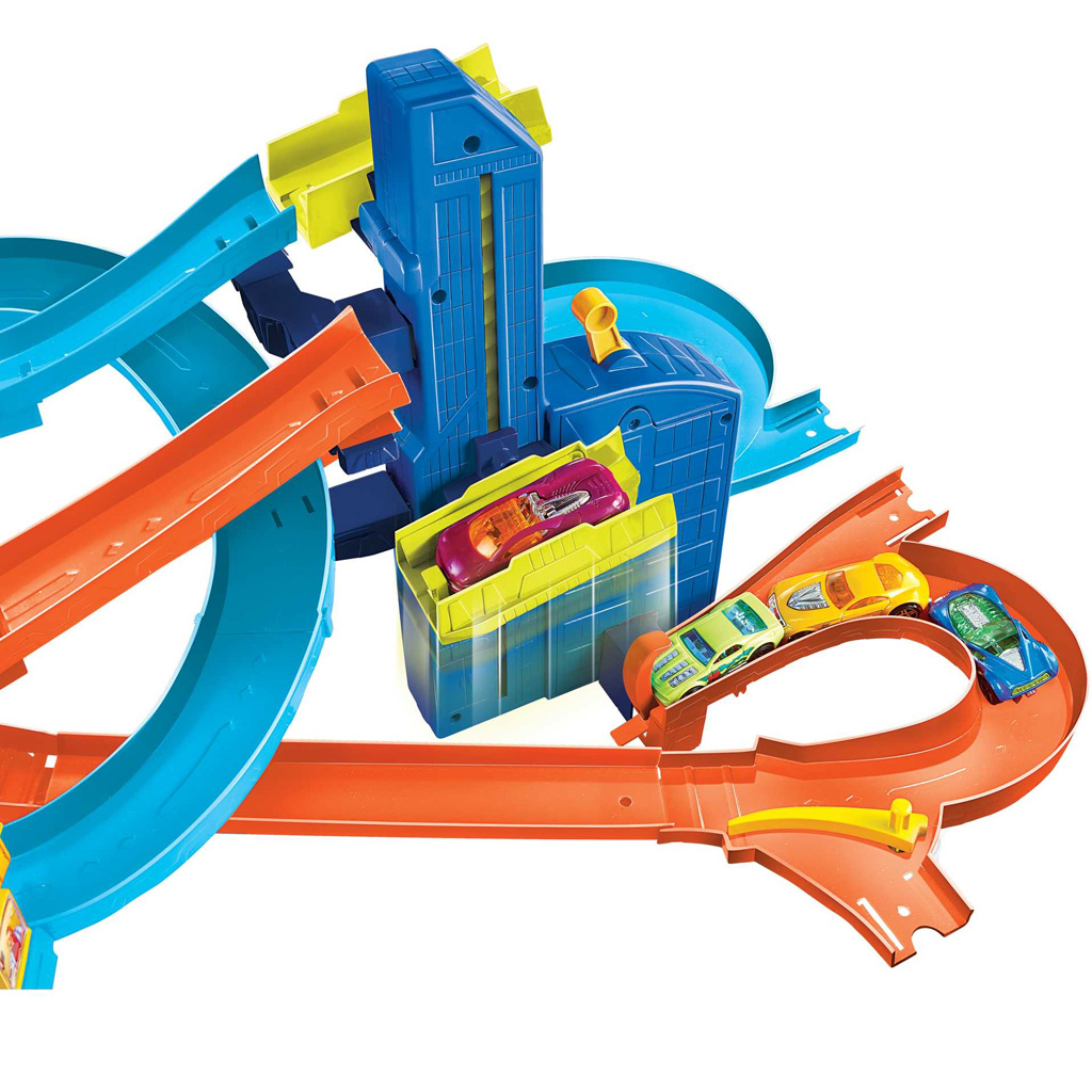 Hot Wheels: Super Spiral Rennbahnset mit 5 kleinen Autos - Mattel Bild 4