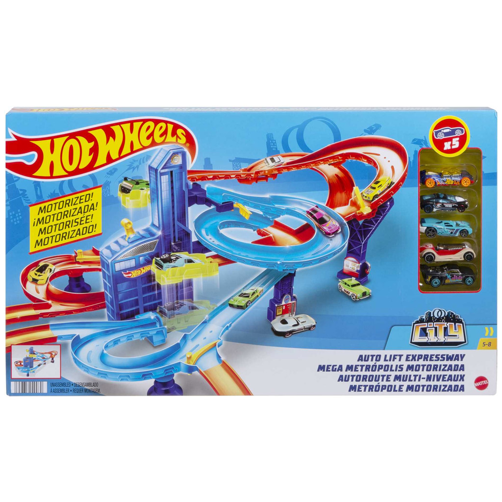 Hot Wheels: Super Spiral Rennbahnset mit 5 kleinen Autos - Mattel Bild 1