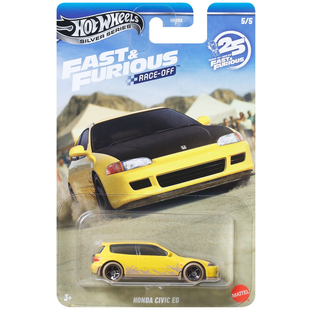 Hot Wheels: Tödlicher Überholmanöver Honda Civic EG gelbes Spielzeugauto 1/64 - Mattel Bild 1