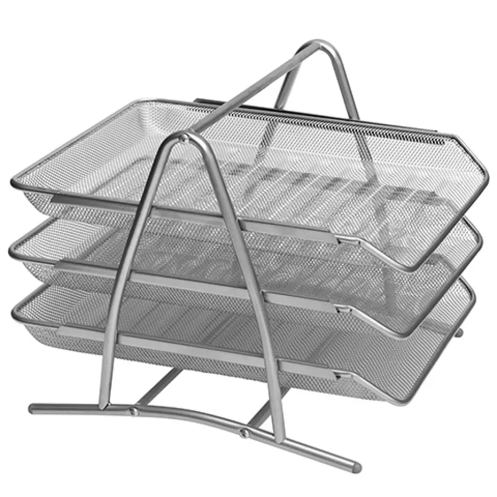 ICO: Metallgitter 3-stöckiges Ablagefach silber Bild 1